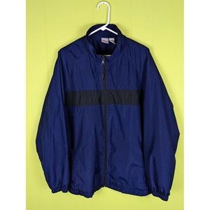 VTG Pro Spirit Men L Retro Golf Jacket Windbreaker Zip Up Mesh Lined Blue Black